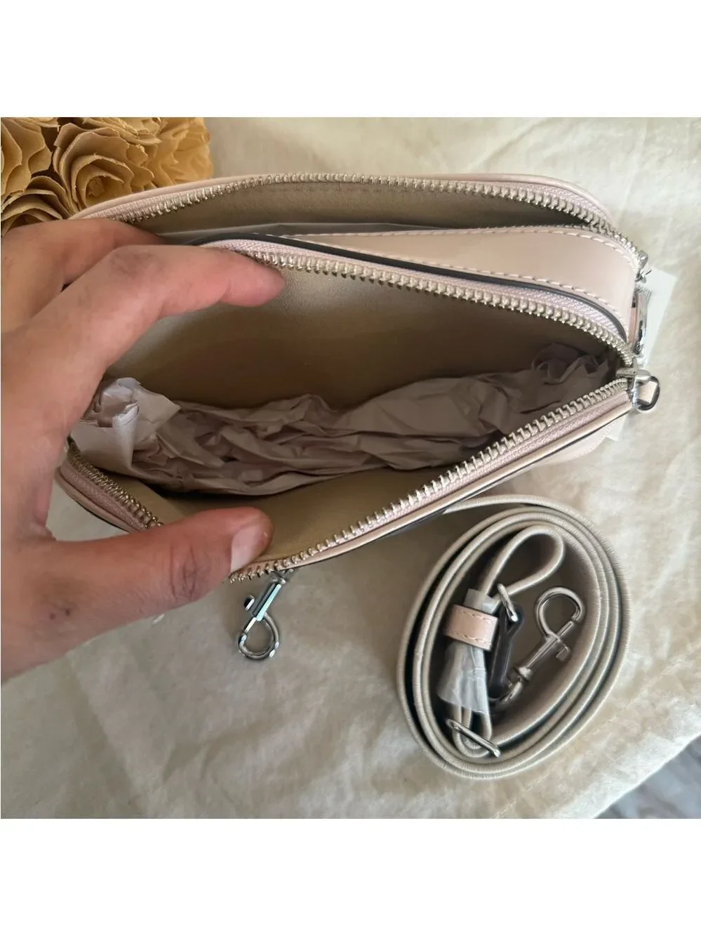 New Tory Burch MILLER SPAZZOLATO MINI CROSSBODY BAG Sift Pink
